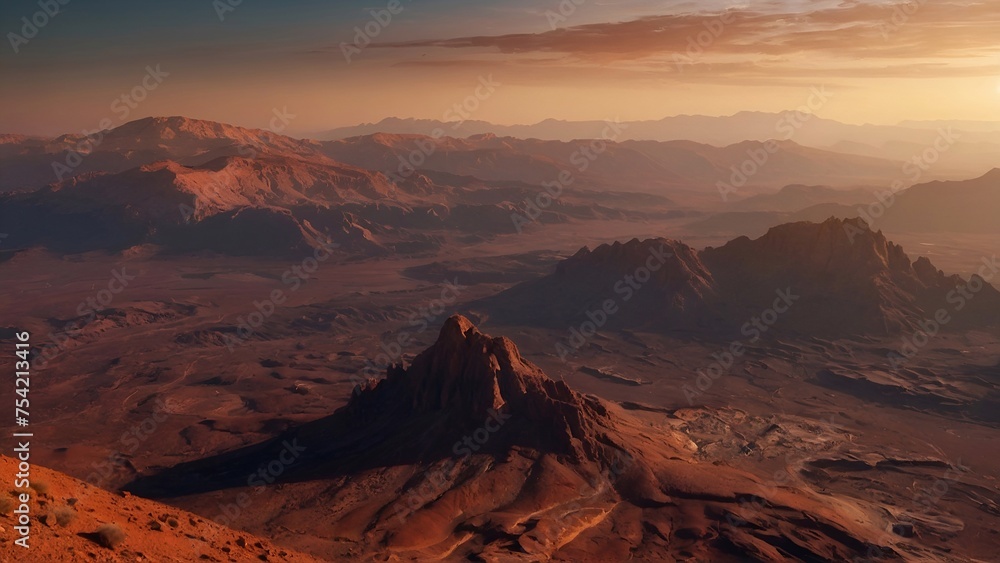 Naklejka premium Mountains in the planet Mars