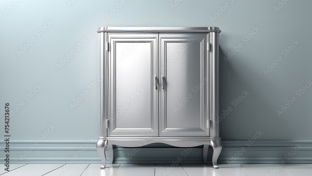 Unique Silver 3D Cabinet Interior Design for Stylish Furniture Displays and Captivating Interior Design Banners