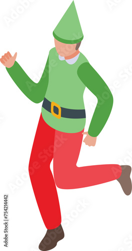 Christmas elf icon isometric vector. Tiny jubilant Santa helper. Yuletide diminutive character