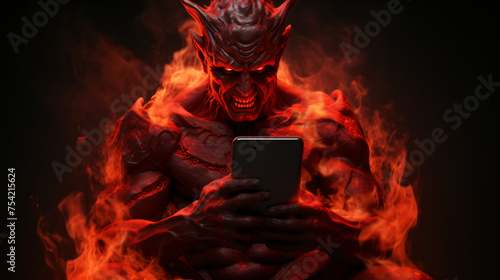 3D illustration of Phoneix human satan devil Fire ..