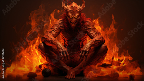 3D illustration of Phoneix human satan devil Fire ..