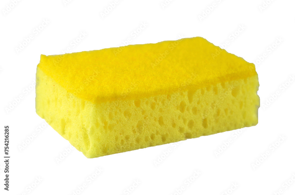 Yellow washing sponge for dishes png isolated, side view Yellow washing sponge for dishes png isolated, side view
