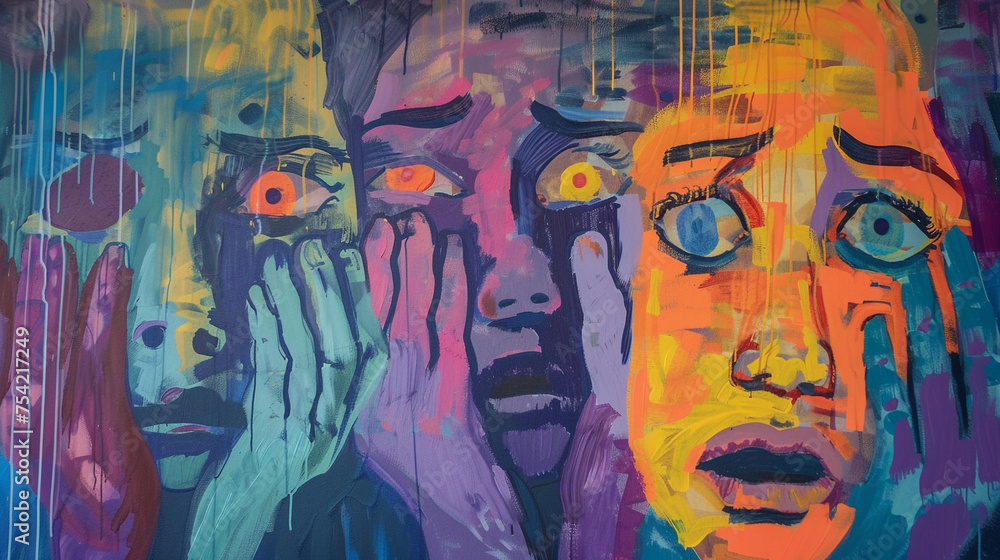 A community art project expressing feelings about bullying and depression