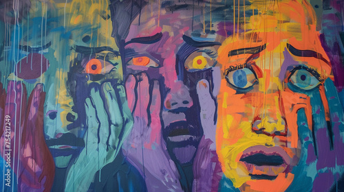 A community art project expressing feelings about bullying and depression © Robina