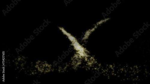 two Vibrant glowing shiny neon golden stars flare VFX effect moving in right to left in the Lens Flare Video Element