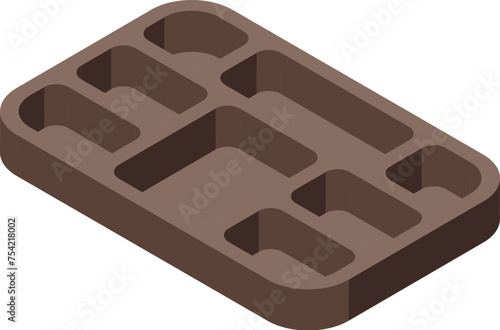 Mealtime tray icon isometric vector. Divided serving platter. Culinary restaurant dish holder