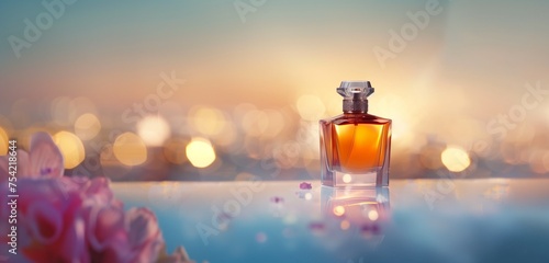 The allure of a perfume bottle, elegantly presented in high-definition, where every curve and facet is meticulously highlighted.