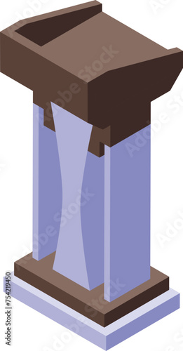 University tribune icon isometric vector. Academic speaking pulpit. Presentation speech stand