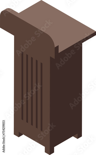 Timber tribune icon isometric vector. Audience public speech podium. Orator speaking stage