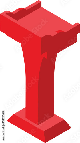 Press conference tribune icon isometric vector. Summit ceremony stage. Speech microphone podium pulpit