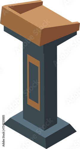 Election campaign tribune icon isometric vector. Podium pulpit place. Public speaking stage rostrum