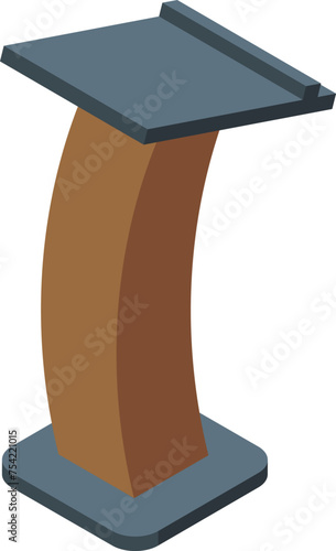 Speaking pedestal icon isometric vector. Public speaker dais. Wooden academic lectern