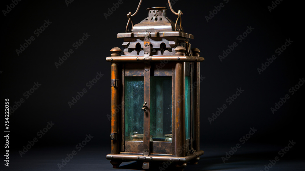Antique Lantern Vintage Metal Lantern with Glass Panel