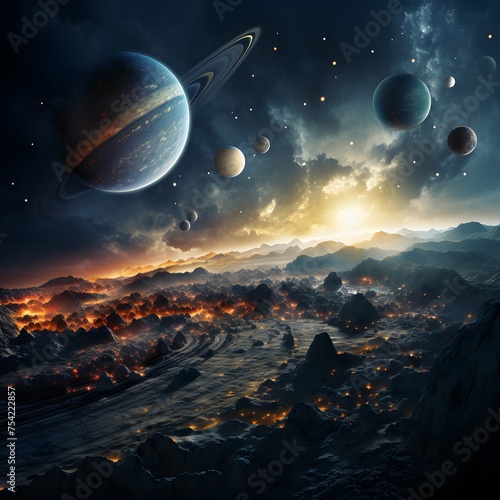 diverse planets of our solar system in a harmonious alignment on Earth Day