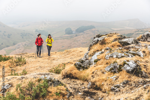 Women hiking in the Peak District in England