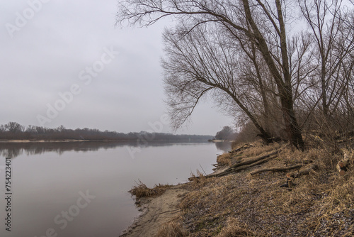 River Vistula, view from Siekierki area of Warsaw city, Poland