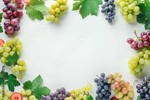 different sorts of grapes isolated on white background. Copy space.