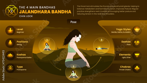 Unlocking the Power of Jalandhara Bandha-A Detailed Infographic Guide with Step-by-Step Processes and Illustrated Yoga Poses