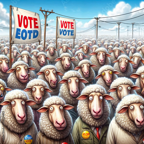 a flock of sheep voting photo