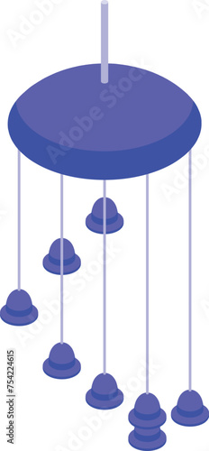 Spiritual wind chime icon isometric vector. Hanging melody tinkling ensemble. Blue color design