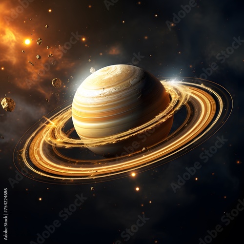 majestic rings of Saturn as a centerpiece for Earth Day
