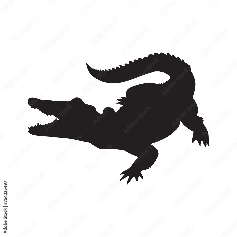 crocodile silhouette set collection isolated black on white background vector illustration crocodile silhouette set collection isolated black on white background vector illustration