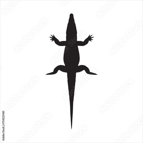 crocodile silhouette set collection isolated black on white background vector illustration