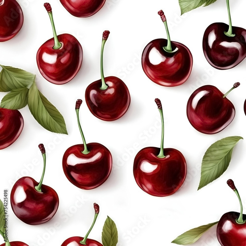 Ripe red cherry on a white background