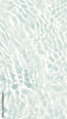 white transparent slow motion rippled water surface texture, fresh sunny background with copy space for beach vacation, body care and cosmetics