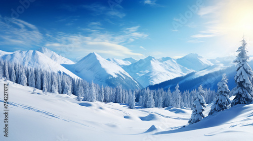 Beautiful winter panorama with fresh powder snow.  © Anaya