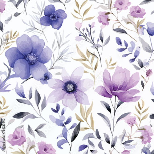 Watercolor seamless pattern with flower