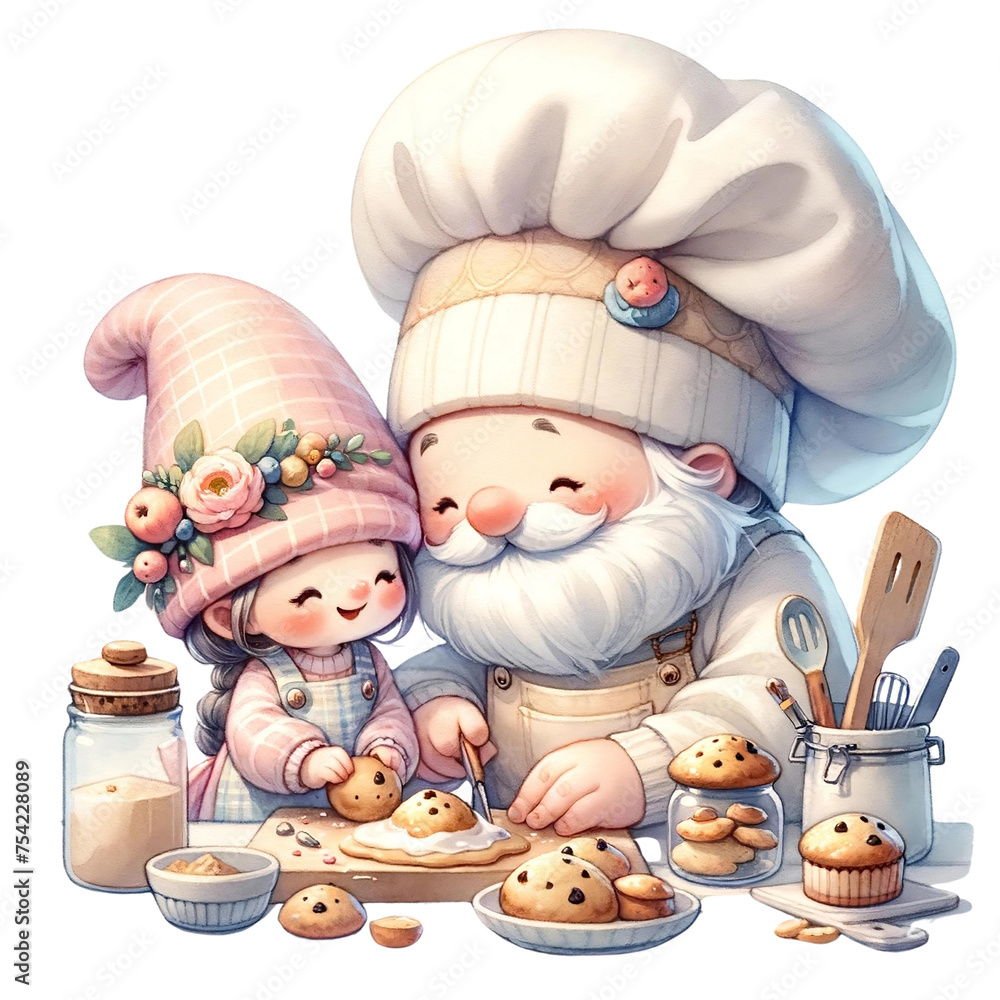 Gnome Family Baking Together in the Kitchen
Gnome Family Baking Together in the Kitchen