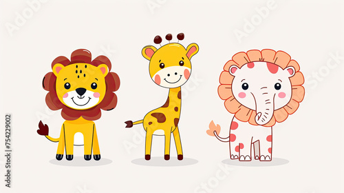 illustration of animals for nursery room wallpapers and learning in pre schools