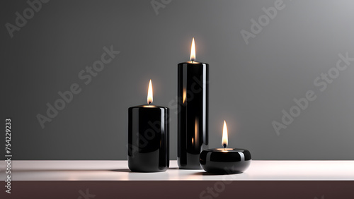 Festive Black 3D Candle with Fire Template for Joyous Diwali Celebrations and Festive Banner Displays