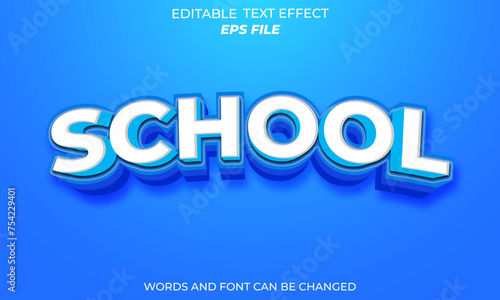 school text effect, font editable, typography, 3d text. vector template