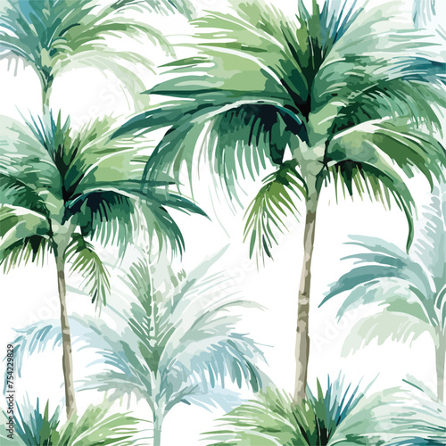 Watercolor seamless pattern with palms in modern style © Mishi