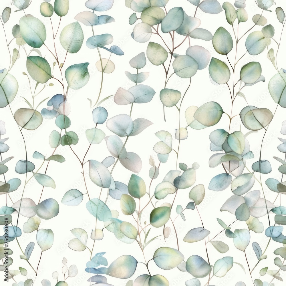 A delicate and seamless pattern of watercress and foliage in soft, trendy colors, perfect for fabric and home decor. A delicate and seamless pattern of watercress and foliage in soft, trendy colors, perfect for fabric and home decor.