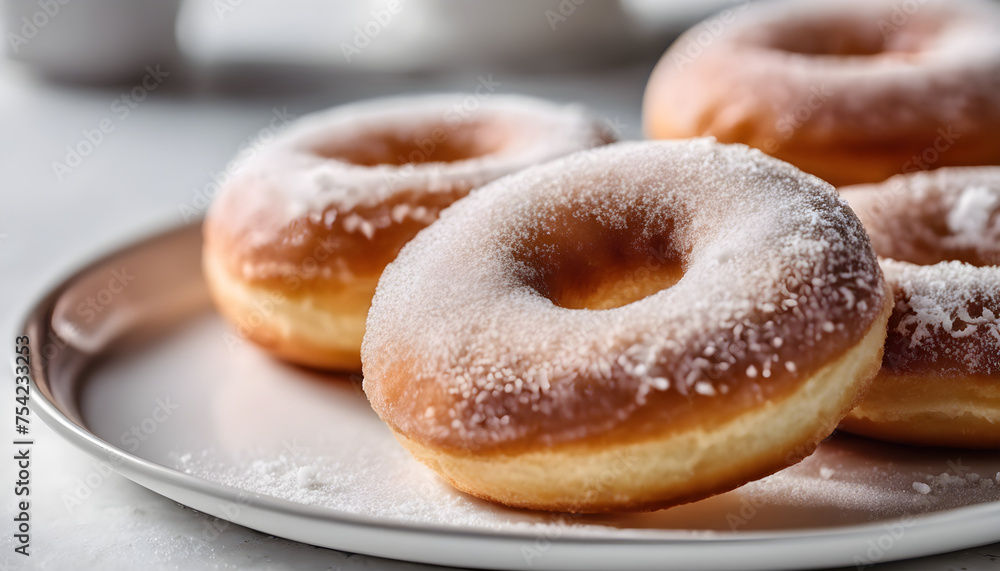 Sugary glazed donuts on plate Sugary glazed donuts on plate