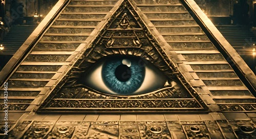 Eye on the illuminati pyramid. photo