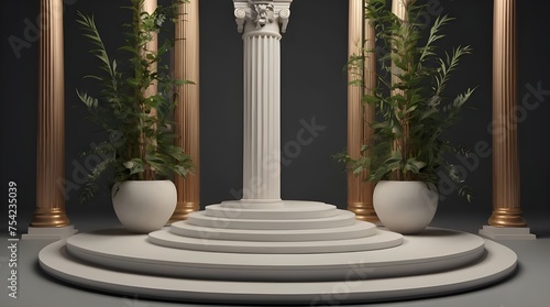 Extravagant Column of ancient Room era, Roman design architecture of Greeks, decoration of the roman catholic era coulmn photo