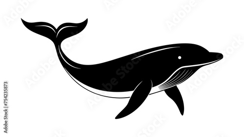 Whale silhouette. Whale on white background