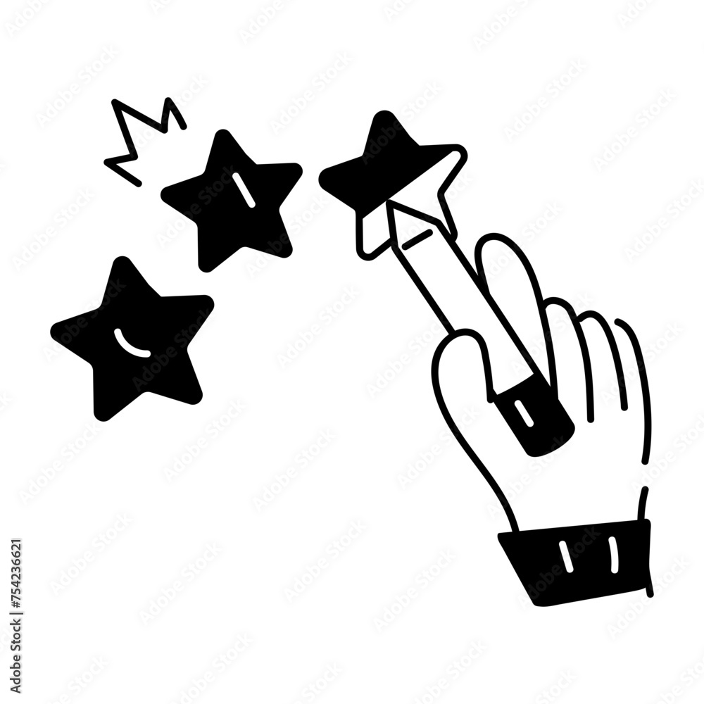 Premium glyph icon depicting high rating Premium glyph icon depicting high rating