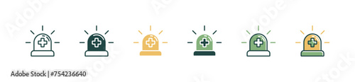 simple emergency medical ambulance alert icon set urgent hospital ambulance car siren sign with cross aid vector illustration