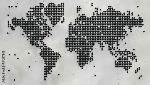 a map of the world created entirely from black points  generative ai