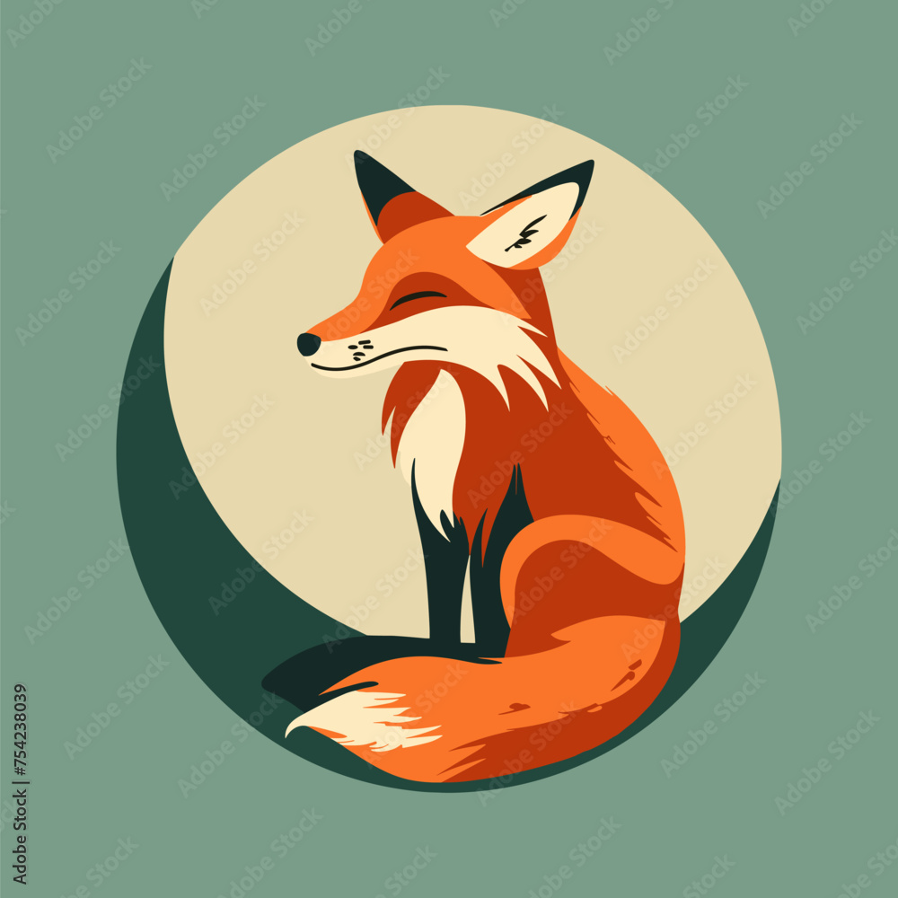 Obraz premium Flat Vector Fox Design Logo