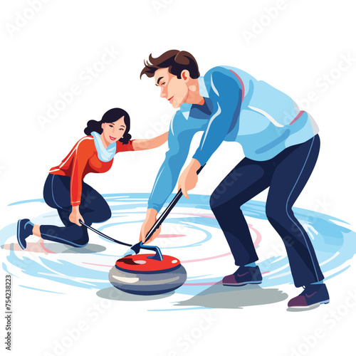 A curling match with precise shots vector clipart isolated