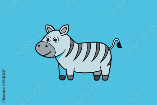 2d--flat-design-style--a-chubby-cute-and-fat--zebra vector art illustration