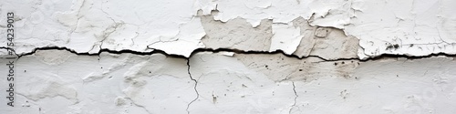 cracked plaster on white wall background.