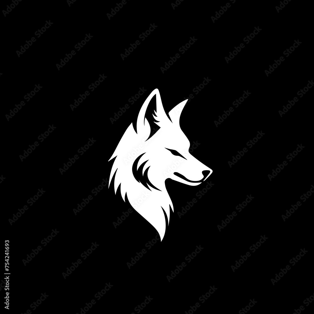 minimalist logo of a fox simple black and white vector , black background minimalist logo of a fox simple black and white vector , black background