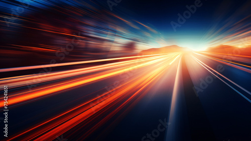 Car motion trails. Speed light streaks background